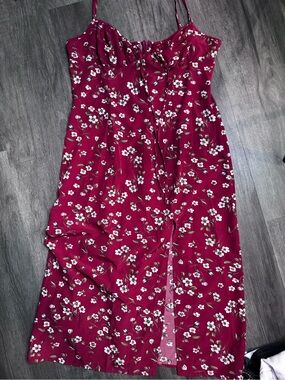 Floral Burgundy Slip Dress